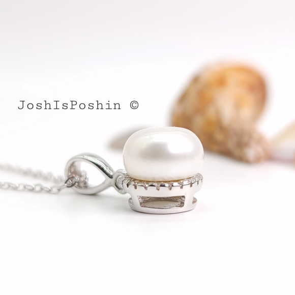 Freshwater Pearl pendant necklace in sterling silver - Picture 3 of 14